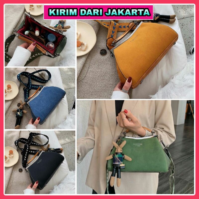 Tas Wanita Tas Selempang Import Model Terbaru 2020 Gagang Kayu