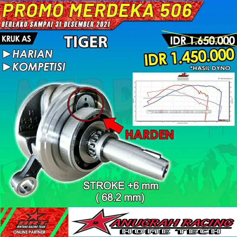CRANKSHAFT BRT KRUK AS / KRUG AS HONDA TIGER STROKE +6 ( 68.2MM ) TIGER REVO TIGER 2000 HEREX SERIES