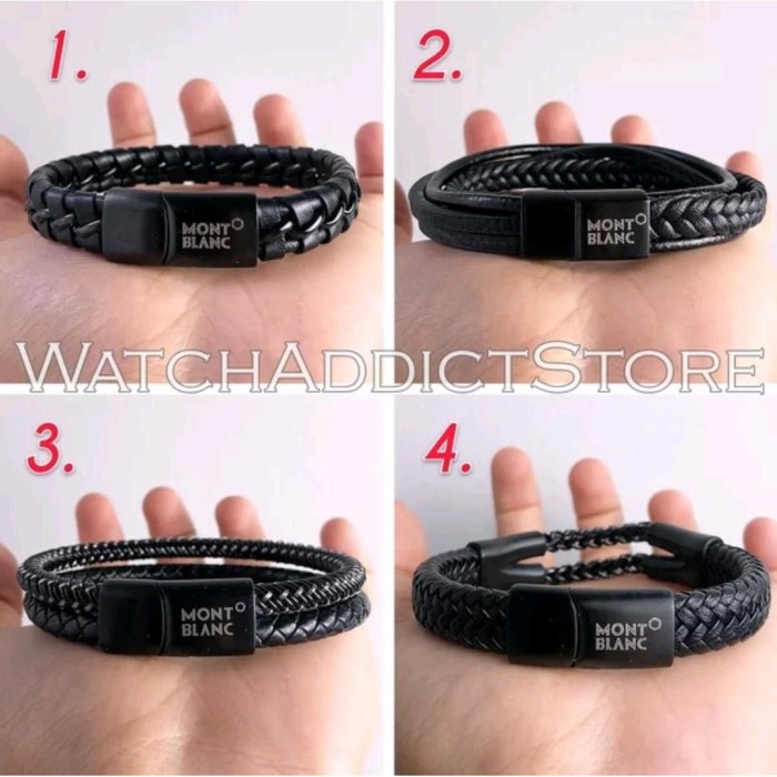 PROMO GELANG TANGAN TITANIUM Kulit Leather PRIA COWOK Keren Magnet Kayu Asli - Nomor 1