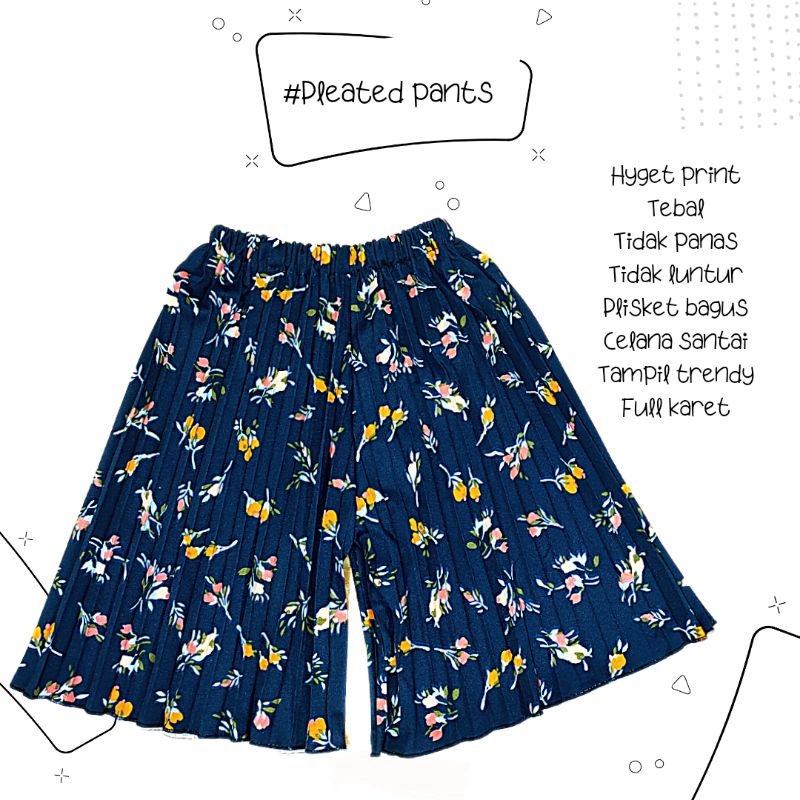 AM27 CELANA PENDEK PLISKET DEWASA JUMBO Motif bunga Pleated Hot Pants