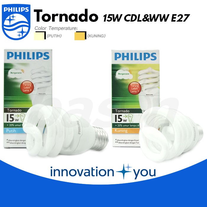 PHILIPS Tornado 15W | Lampu Spiral Hemat Energi | E27