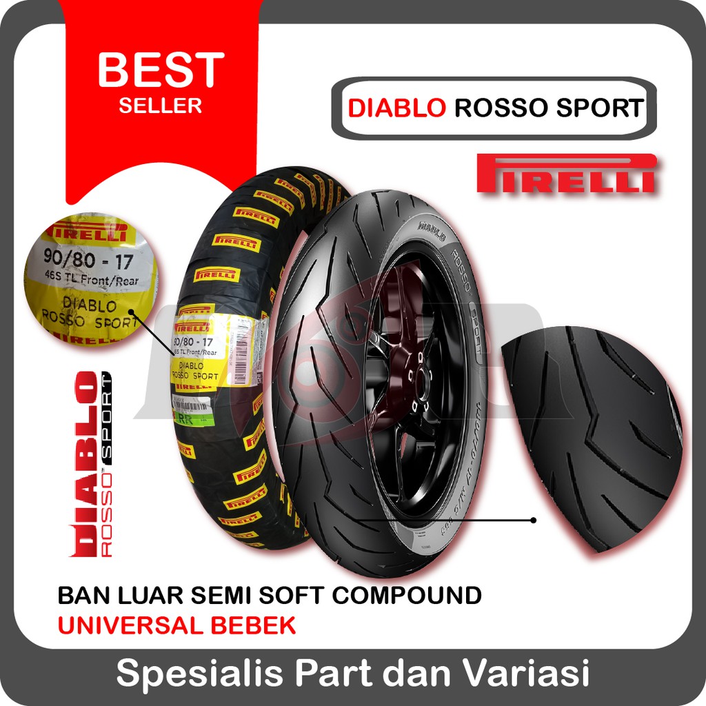 Pirelli 90/80-17 Diablo Rosso Sport Rear Ban Tubeless Belakang Motor