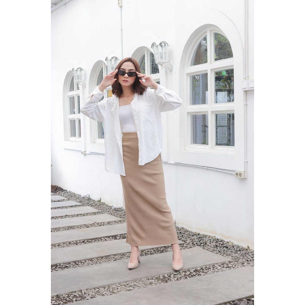 Aline span plisket skirt | rok wanita | bawahan muslim wanita-Mocca