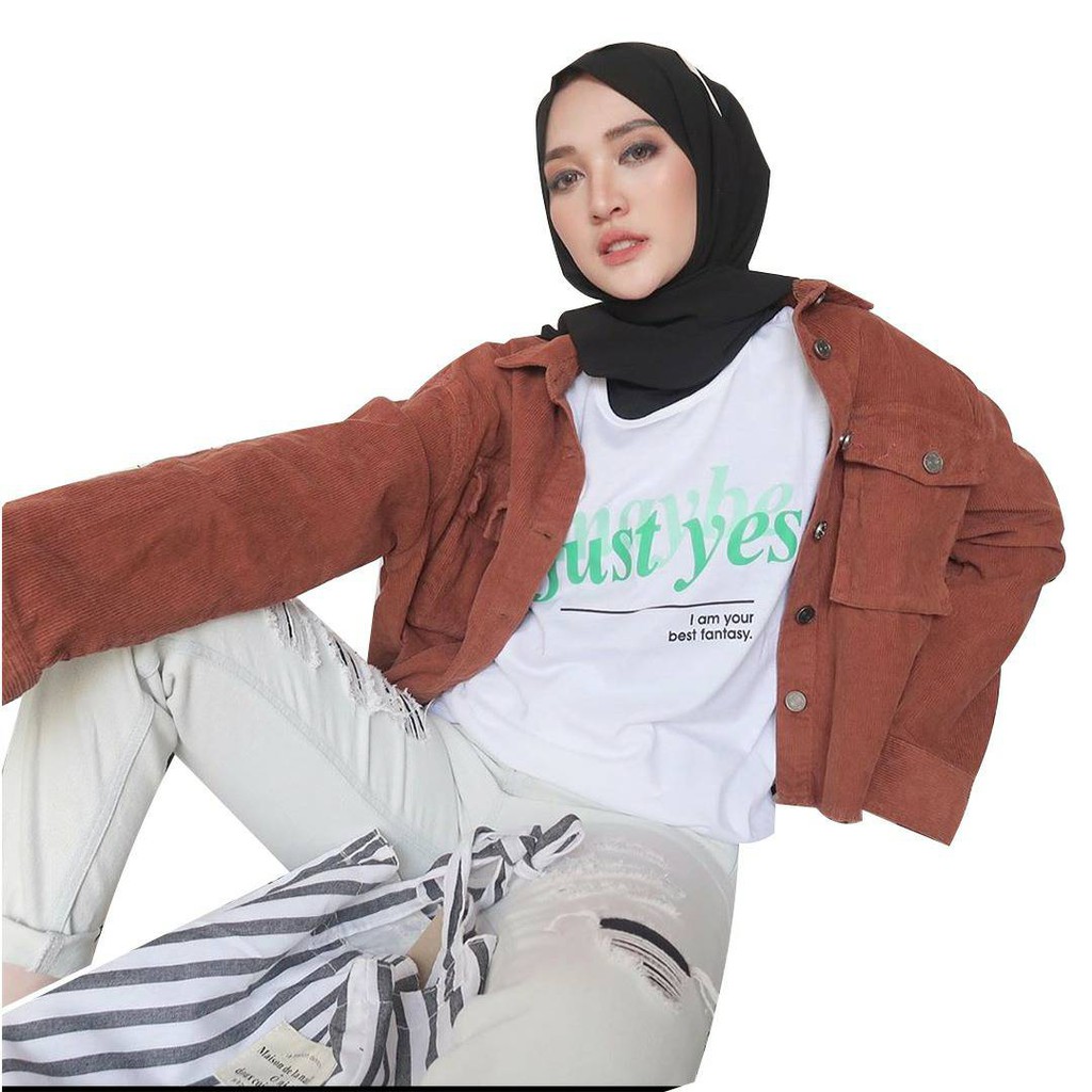 BAJU KAOS  KATUN JUST YES HITAM PUTIH  JUMBO OVERSIZE 