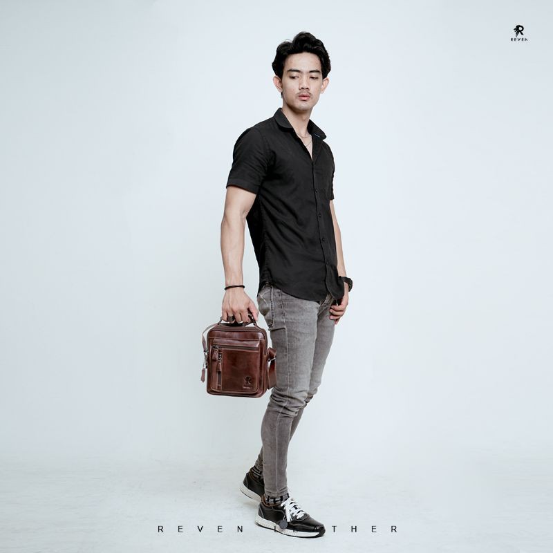 Tas Selempang Slempang Kulit Pria Reven Kraken Sling Bag Branded Original Kulit Sapi Asli Premium