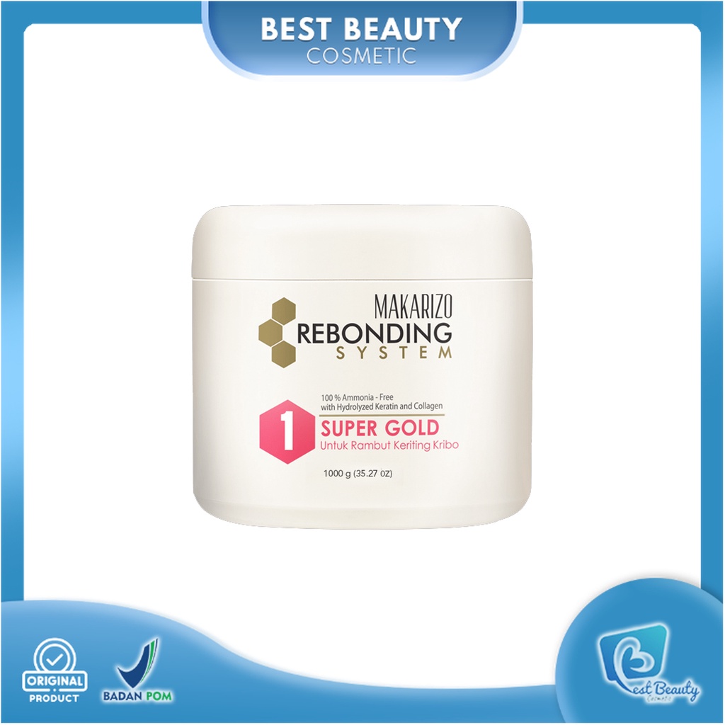 ★ BB ★ Makarizo Professional Rebonding System Straightening Cream Super Gold Pot 500 mL - 1000 mL | Pelurus Rambut