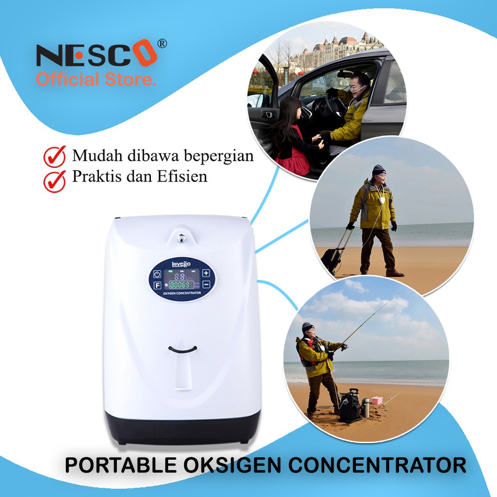 Nesco Portable Oksigen Concentrator Tipe LG102P (4,5Ltr/mnt @95%, 120menit)