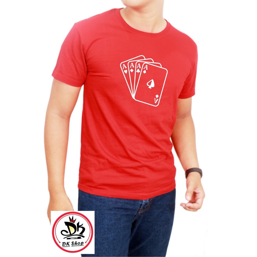 kaos distro murah kartu remi keren simple lengan pendek katun tshirt murah terbaru