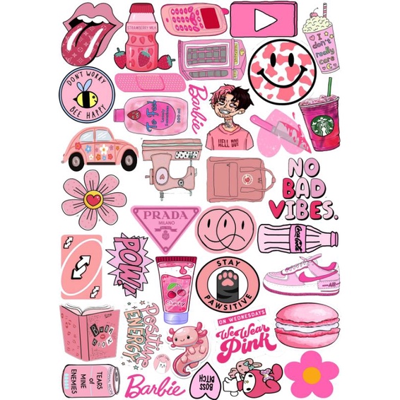 

55 PSC STIKER/STICKER SERBA PINK RANDOM, MURAH dan LUCU BANGET, BISA DI TEMPEL DI MANA SAJA