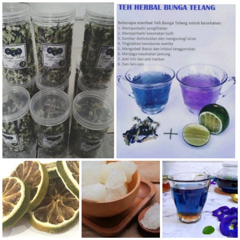 

Teh Biru Telang (jeruk nipis+bunga telang+gula batu)