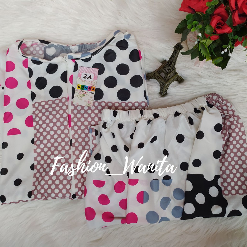 ONE SET POLKA NEW MOTIF SETELAN MOTIF POLKADOT