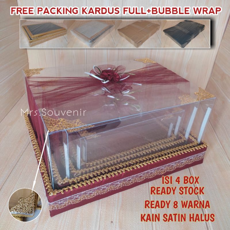 Kotak Parcel Hantaran Seserahan 1 Set Isi 4 Box Kotak Mahar Cincin Pernikahan