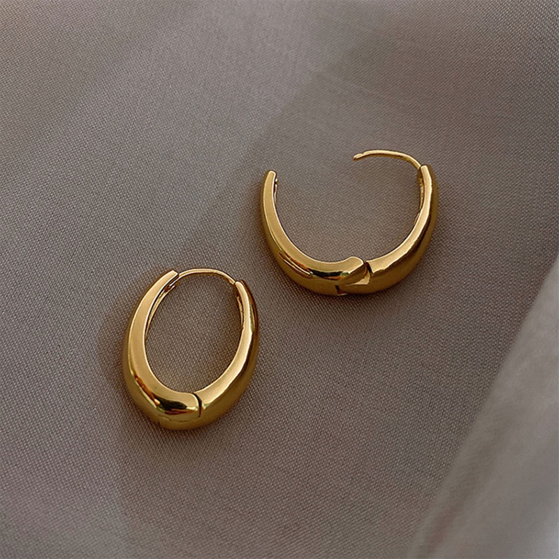Anting Hoop Bahan Alloy Metal Gaya Korea Untuk Wanita