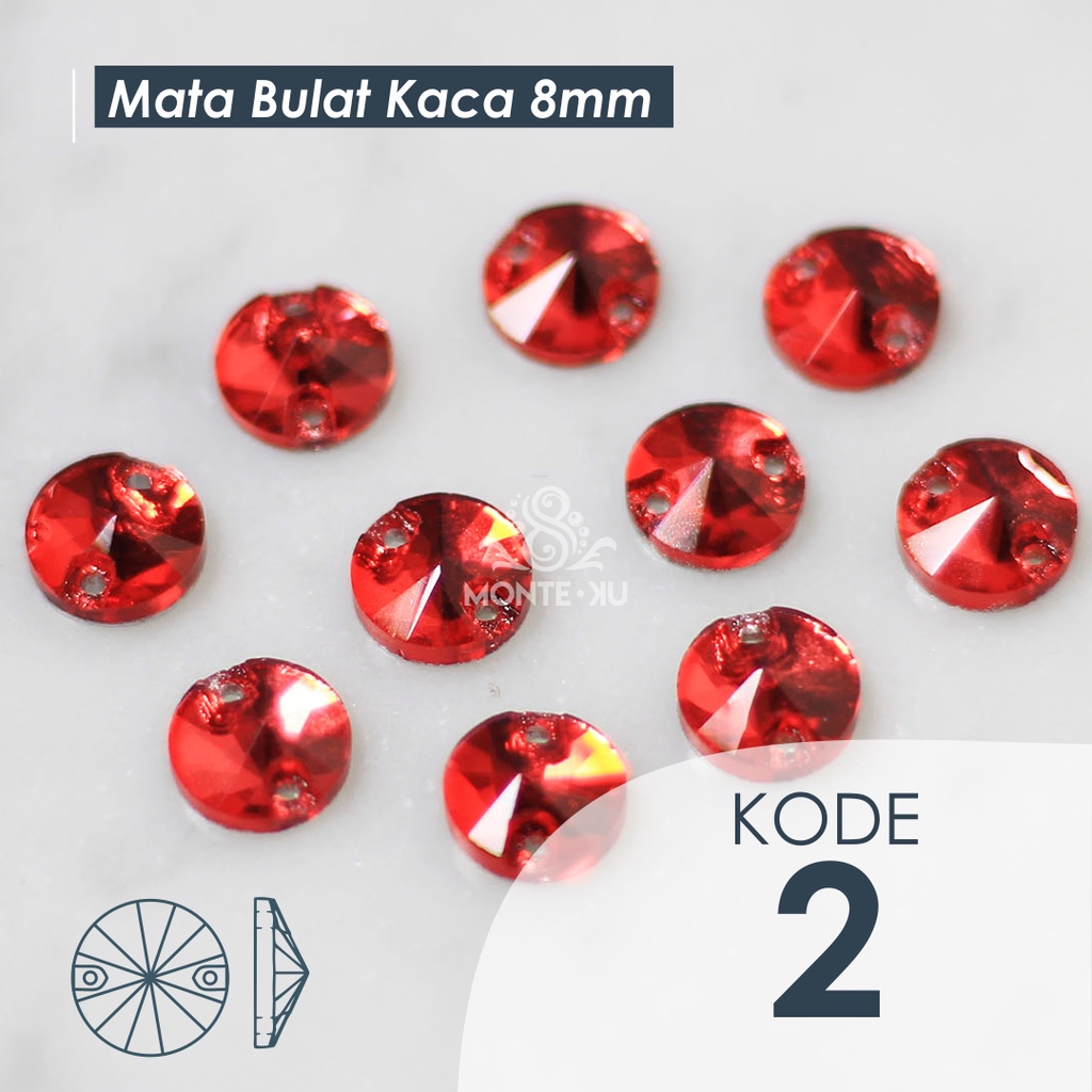 ECER PER 1 PCS Monte Manik Mote Beads Borci Payet Mata Bulat 8mm Kaca Kristal Jahit Kecil Murah bisa COD