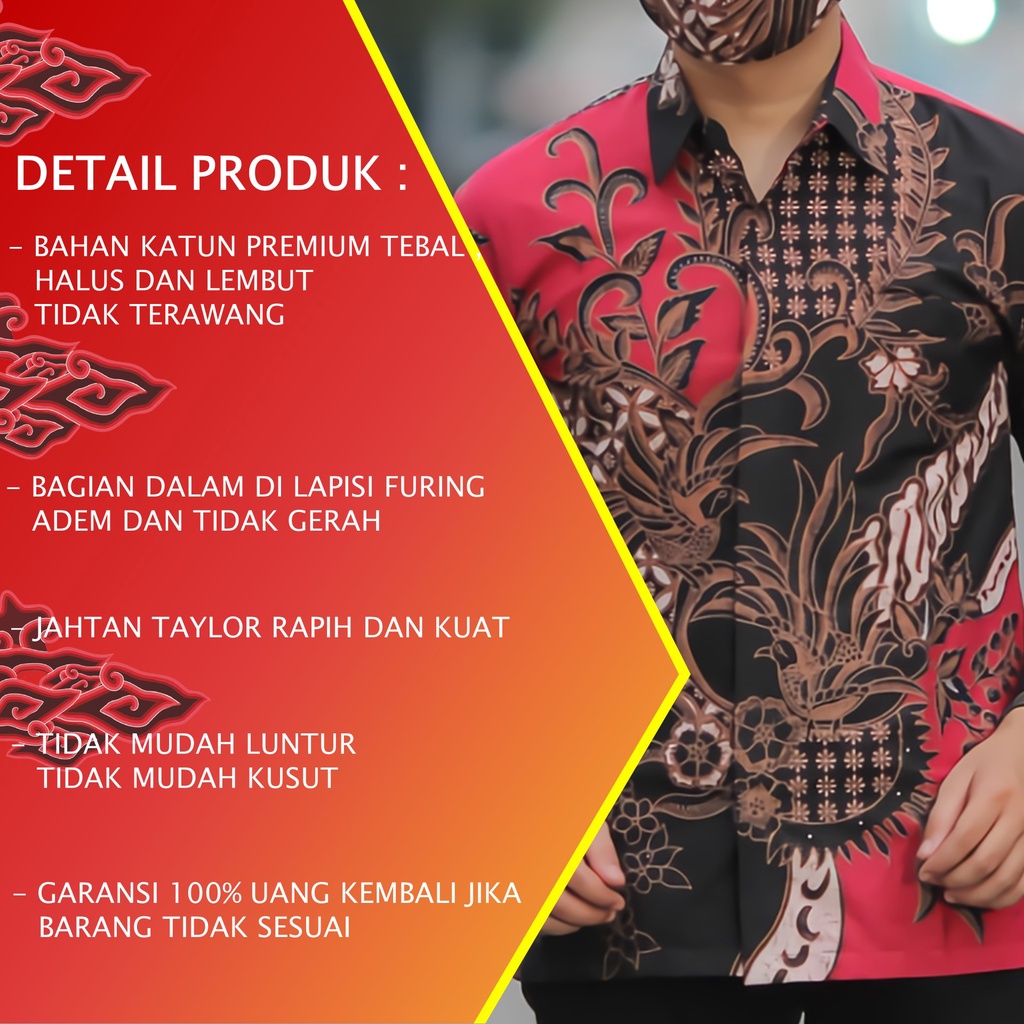 Baju Kemeja Batik Pria Cowok Lengan Panjang Regular Atasan Batik Premium Pria Cowo Prabuseno Kondangan Couple Pasangan Batik Pekalongan Anak Laki Laki Kekinian Original Modern Seragam Kantor Jumbo PCW 075