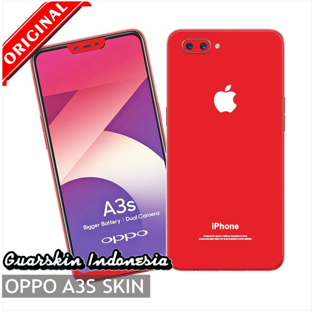 Oppo A3S Premium Skin Garskin for Case iPhone - Red