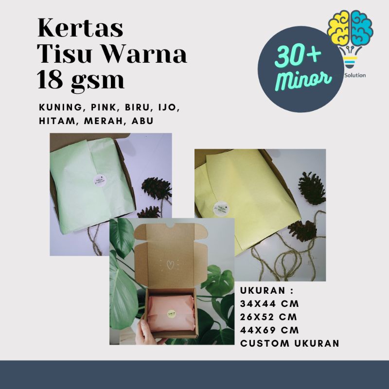 (1pak=20)Kertas Tisu Warna 30gsm Tebal/ kertas packing/ wrapping paper