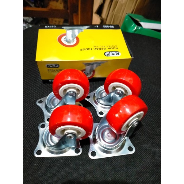 roda merah hidup 2 inchi satu set 4pcs roda casters merah roda etalase