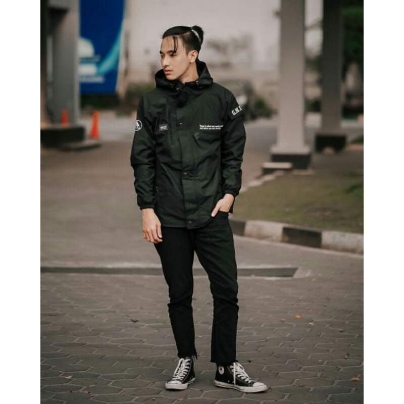 GENIOUS Jaket Casual Jaket Pria Jaket Parasut Jaket Outdoor Full Hitam Genetic