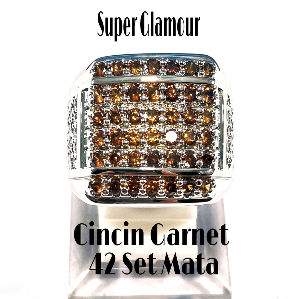 CINCIN BATU PERMATA GARNET 42 SET MATA SILVER VERSION