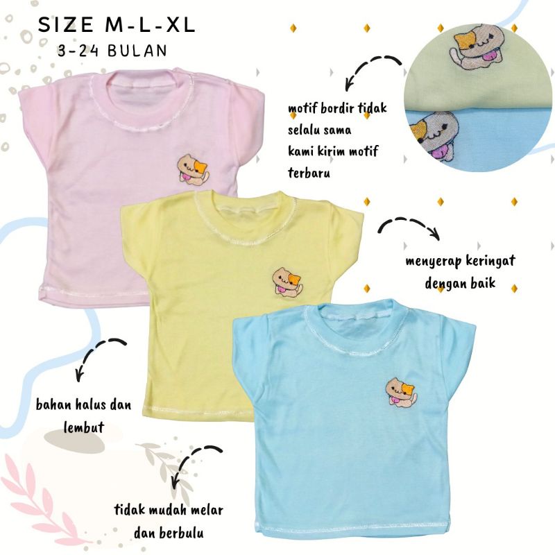 3 Pcs Kaos Oblong Bayi Bordir OSHUKA Kaos Stali Bayi Kaos Oblong Harian Bayi SMLXL Size 3-24 Bulan Kaos Oblong Bayi Perempuan Laki laki Unisex Halus lembut Adem