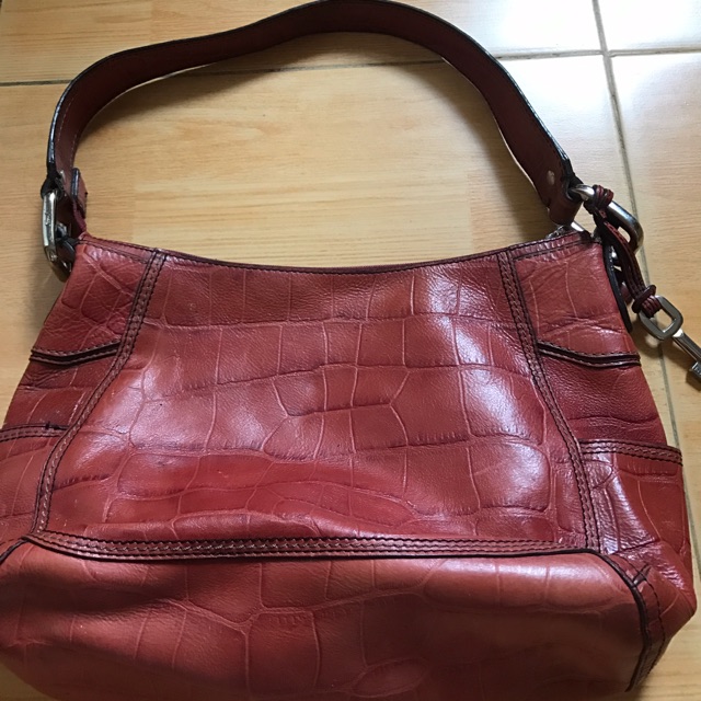 Preloved Original Fossil Bag - Red Crocodile