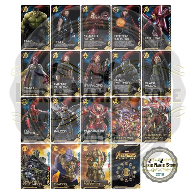 Kartu avengers infinity war - kartu avenger - power card avengers - marvel - avengers card - avenger