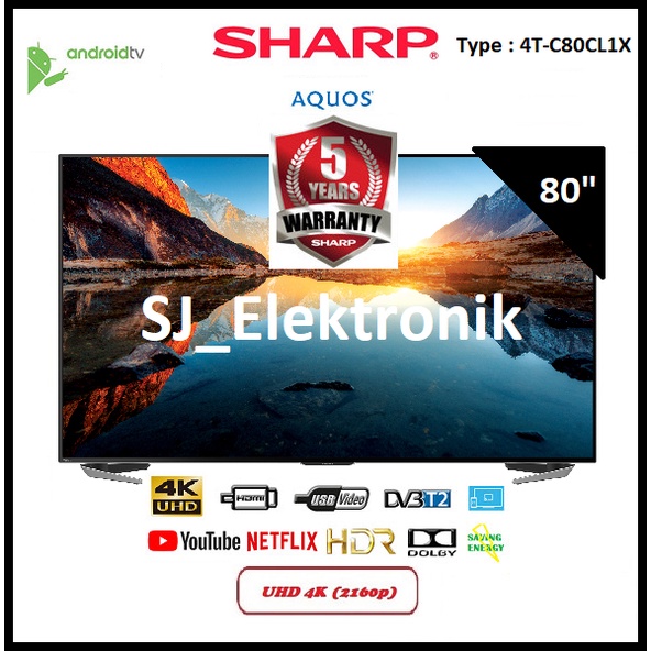 (KHUSUS LUAR KOTA) LED TV Sharp 80 Inch 4T-C80CL1X / 80CL1X 4K UHD