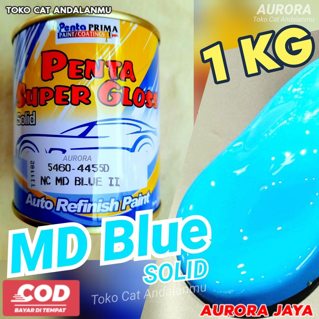 Cat Biru Cerah Solid 1Kg Penta Super Gloss MD Blue Cat Mobil Motor Sepeda Glos