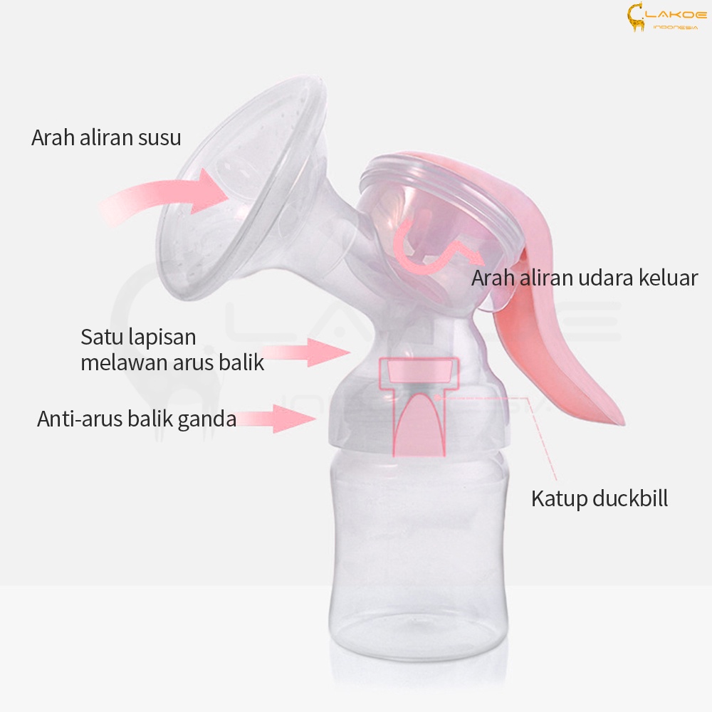 LAKOE Pompa asi Manual breast pump 180ml kapasitas besar