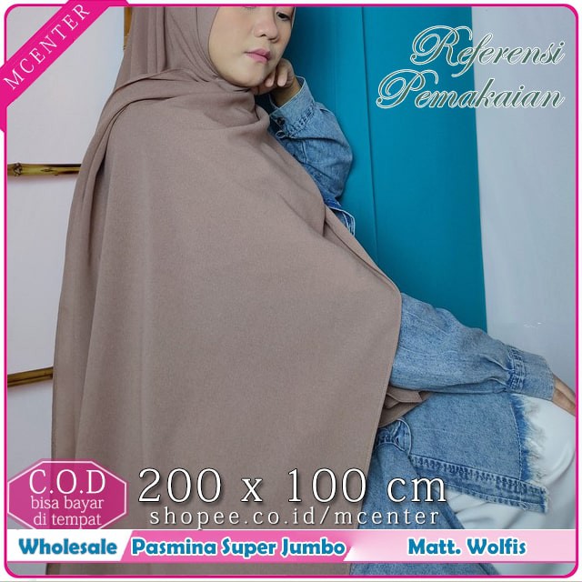 Pashmina Wolfis Super Jumbo 200 x 100 cm Pasmina Woolpeach Syari Premium Ala Malay Exclusive