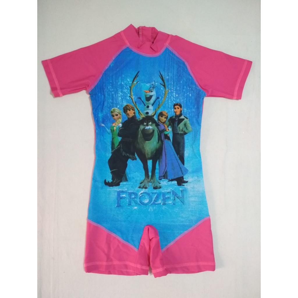 Baju Renang Jumpsuit Frozen Biru Pink Clear Water
