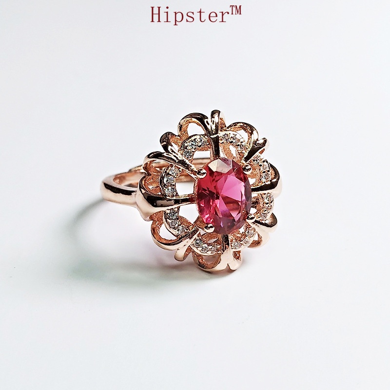 Hot Sale Design Featured Personality Hollow out Pattern Inlaid Ruby Ring