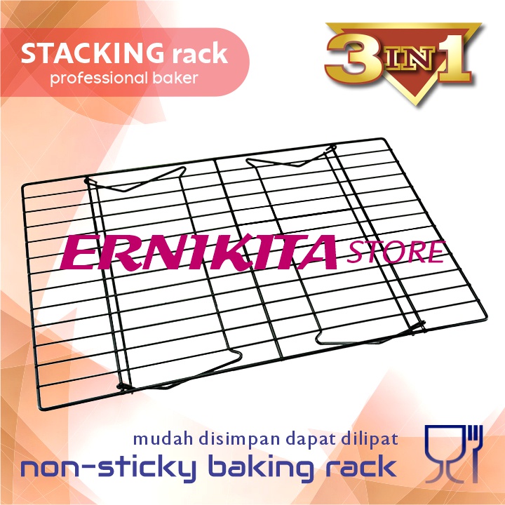 COOLLER RACK 3 SUSUN ANTI LENGKET - Rak Pendingin Kue Dapat Dilipat