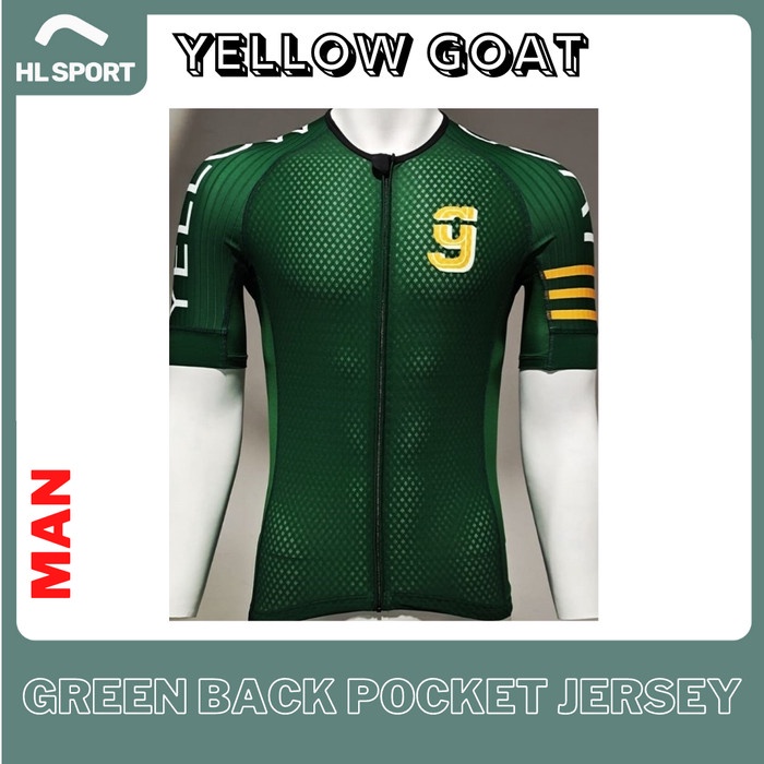 Yellow Goat Cycling Jersey Sepeda Green Back Pocket Man