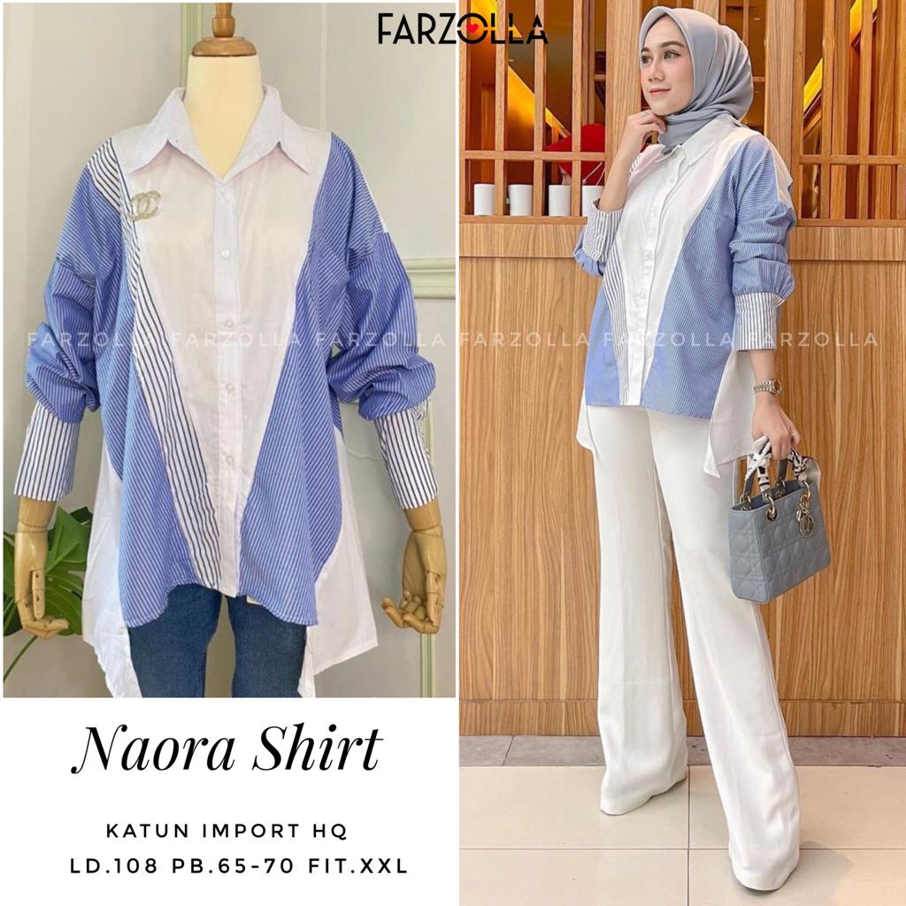 NAORA SHIRT ori by Farzolla • Kemeja Garis • Kemeja Stripes • Blouse Garis • Blouse Stripes • Baju G
