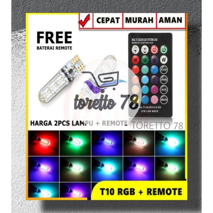 T10 RGB Remote Jelly Gel Lampu LED T10 RGB 16 Warna