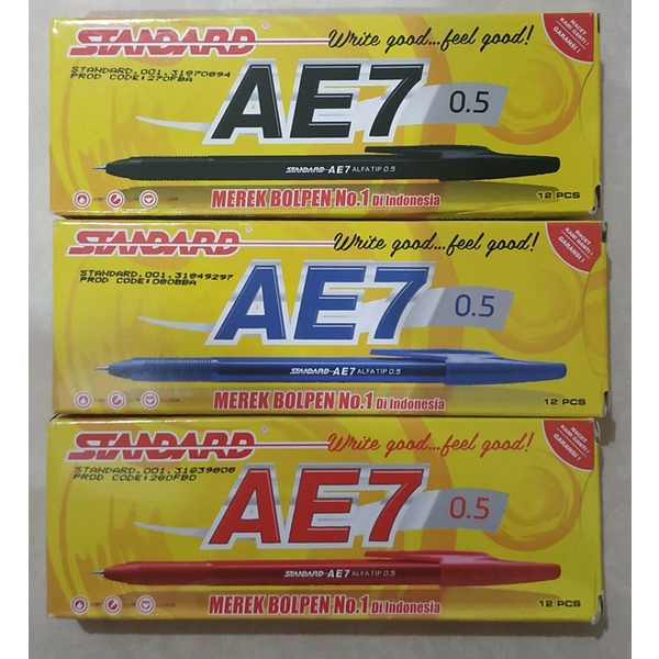 

Bolpen Standard AE7 0.5 per pack isi 12pcs