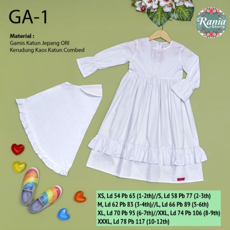 Gamis putih anak katun jepang