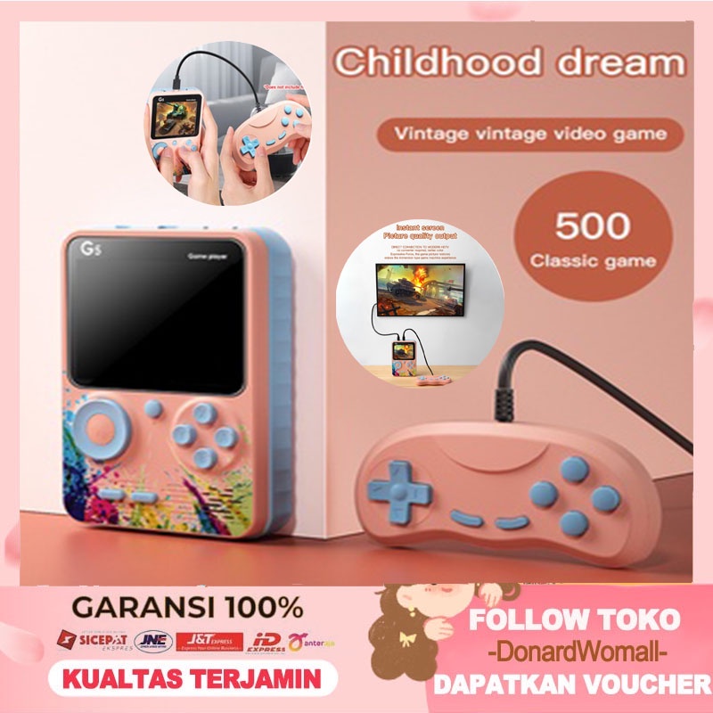 Konsol game genggam Game Boy Konsol game portabel 500 dapat dicolokkan/dihubungkan ke TV atau gamepad 1000mAh 1/2 orang Hadiah sempurna Gameboy (beberapa game hanya memiliki mode ganda)