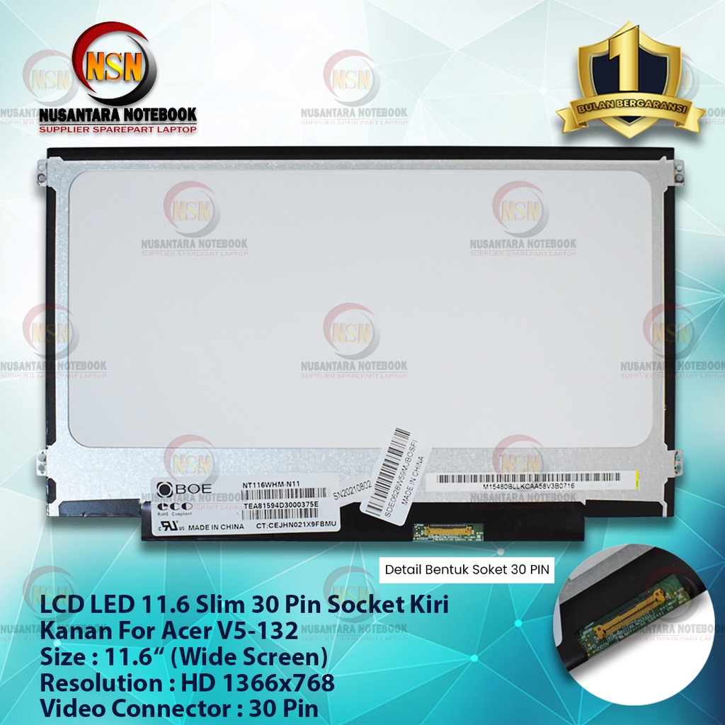 LED LCD Layar 11.6 Slim 40 Pin For Dell Lenovo BenQ