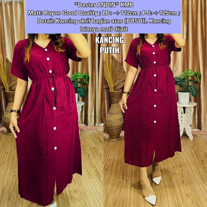 daster andin polos kancing putih