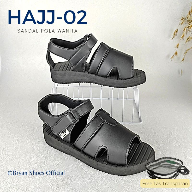 02 BRYAN KRN Sepatu Sandal Haji Umroh Putih Gunung Size 36-40 41 42 43 Hitam (Pola Kecil Wanita)