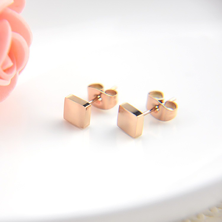 SALE Anting Titanium Rose Gold Asli Wanita Fashion Anti Karat Murah AA057 square