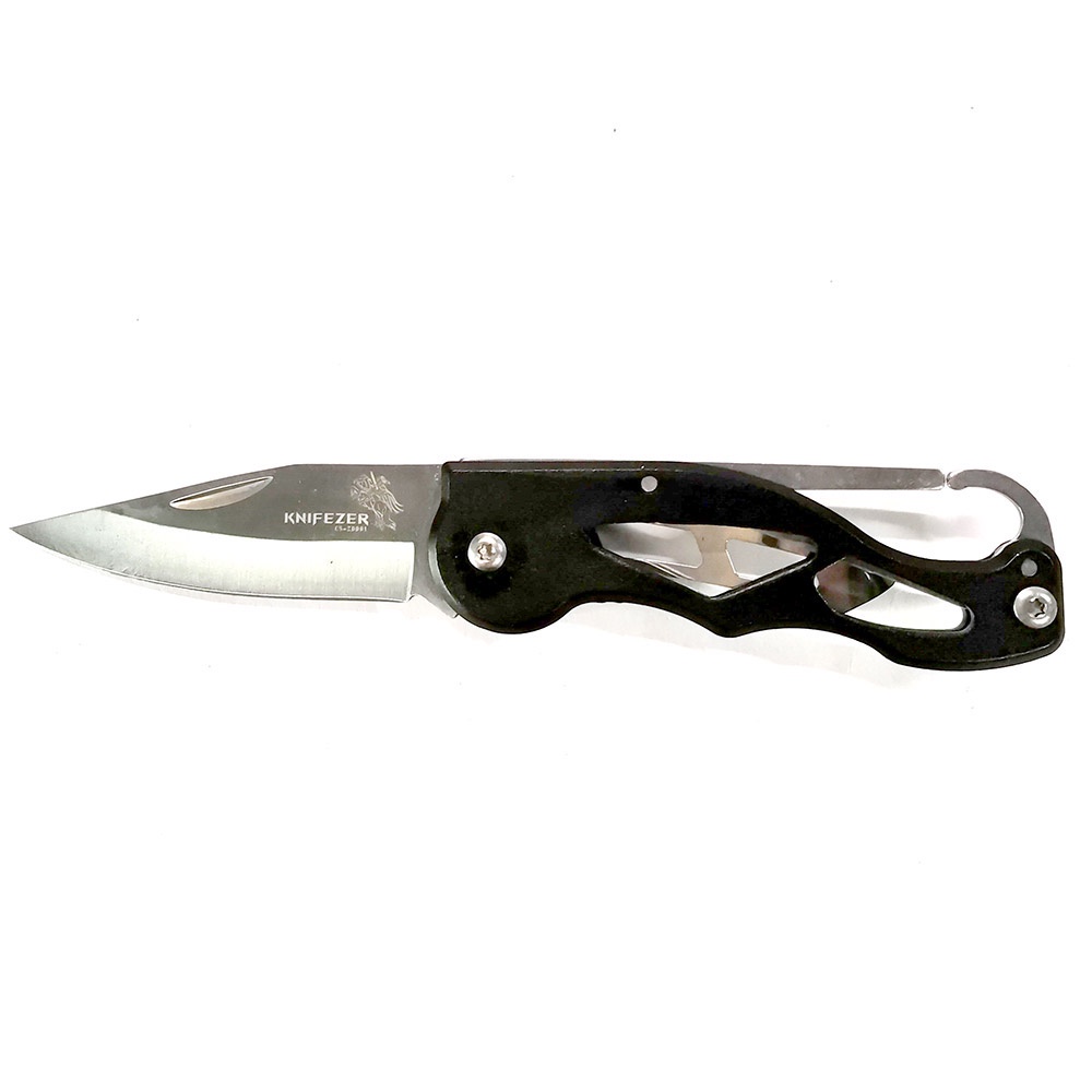 KNIFEZER Pisau Saku Lipat Portable Camping Knife Survival Tool 440C 58HRC - CS-ZDD01 - Black