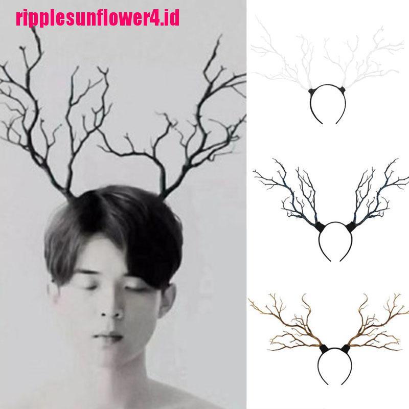 Bando Model Tanduk Rusa Cabang Pohon Gaya Vintage Untuk Aksesoris Halloween