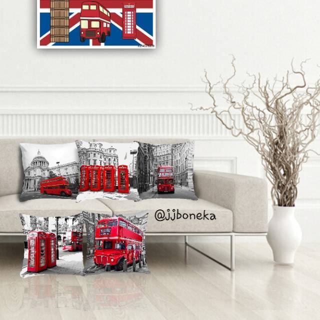 BANTAL SOFA PRINT MOTIF RED LONDON BUS PHONEBOX 40X40 CM