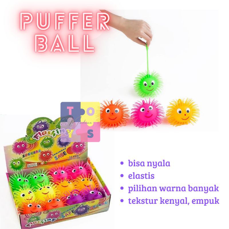 Mainan puffer ball bola karet nyala