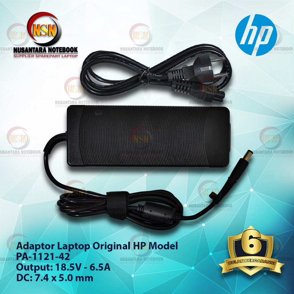 ADAPTOR CHARGER ORIGINAL LAPTOP HP 18.5V 6.5A JARUM DC 7.4 X 5.0