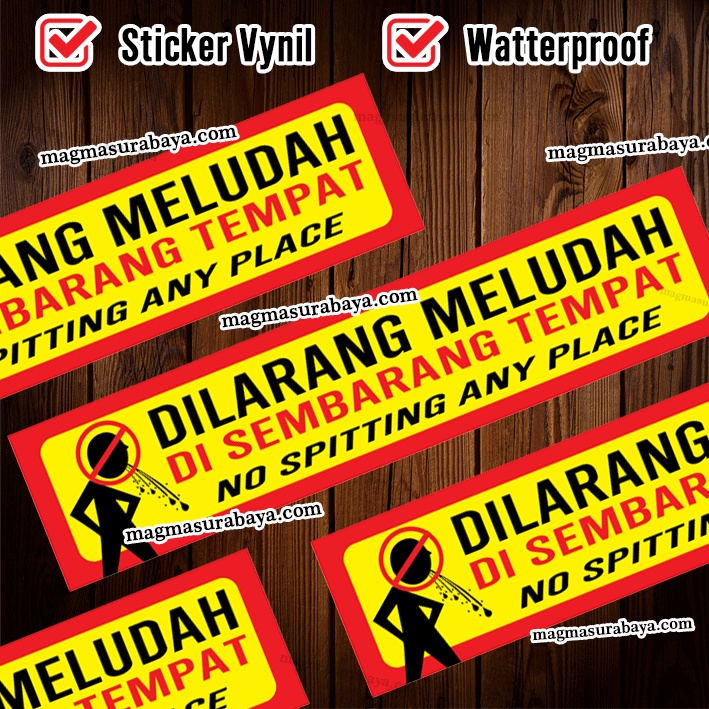 

Sticker Stiker Di Larang Meludah di sembarang Tempat - sticker Warning - label murah